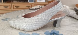 Zapatos Pitillos Plata 39 - Usados