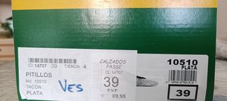 Zapatos Pitillos Plata 39 - Usados