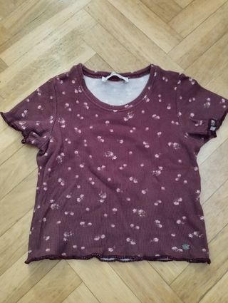 Camiseta top granate flores S