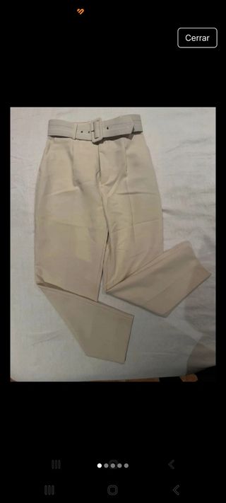 Pantalón cintura alta beige M