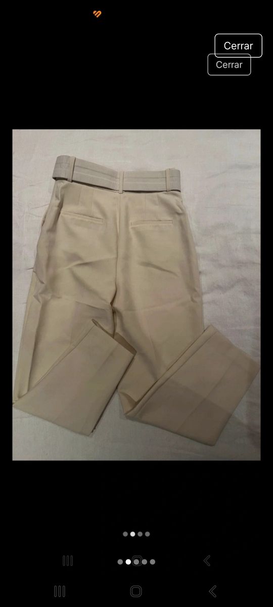 Pantalón cintura alta beige M