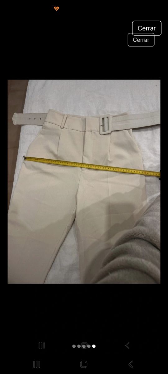 Pantalón cintura alta beige M