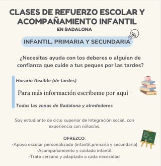 Refuerzo escolar y acompañamiento infantil