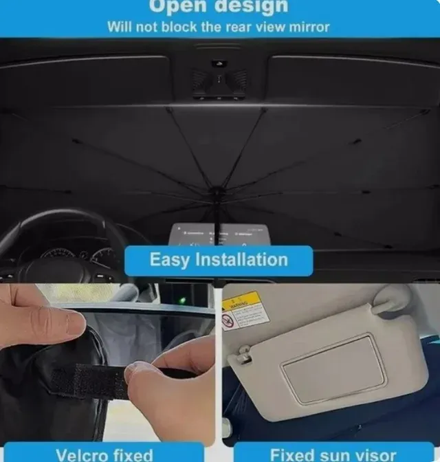 2 Pezzi Parasole Auto 140x80cm Ombrello Protezione