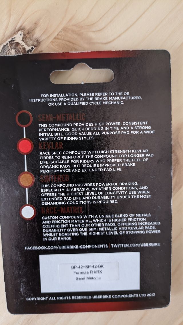 Pastillas freno Formula R1/RX Uberbike