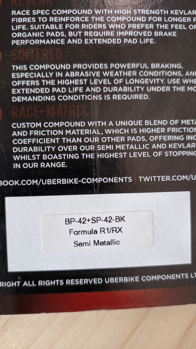 Pastillas freno Formula R1/RX Uberbike