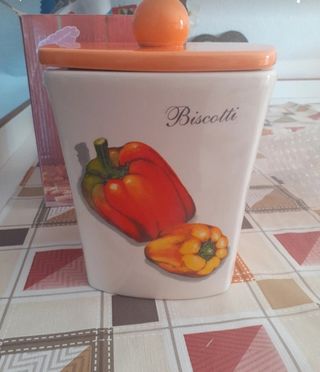 Biscottiera Ceramica Arancione Biscotti