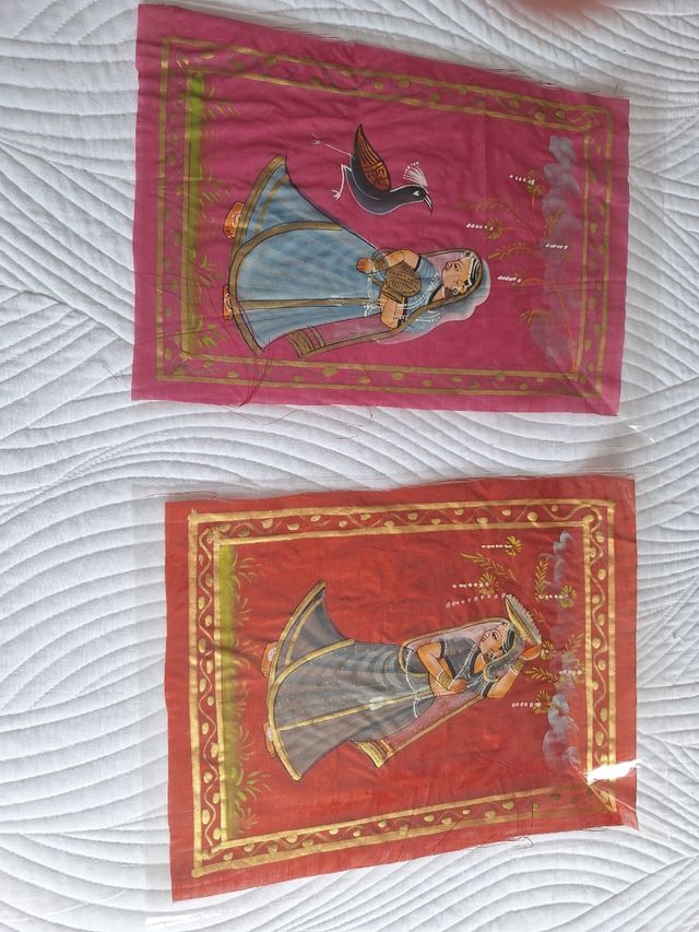 2 fogli dipinti a mano su tela