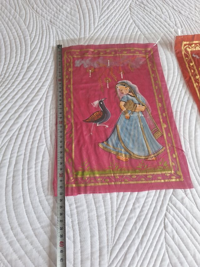 2 fogli dipinti a mano su tela