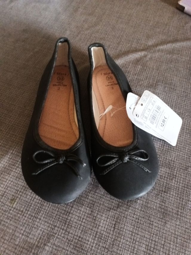 Manoletinas niña negras talla 33