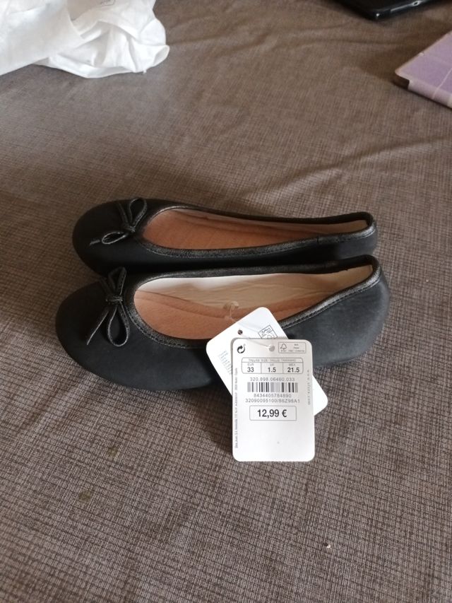 Manoletinas niña negras talla 33