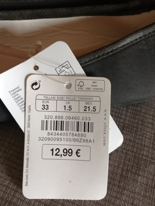 Manoletinas niña negras talla 33