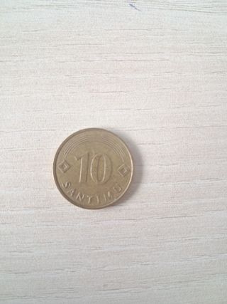 Moneda 10 céntimos Letonia 1992