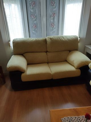 Sofá 2 plazas beige-verde