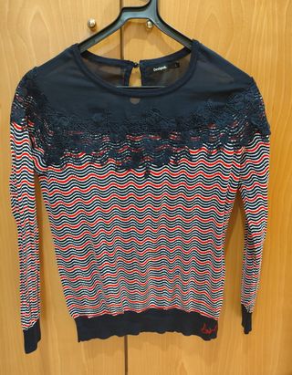 Jersei Desigual L - Rojo y Azul