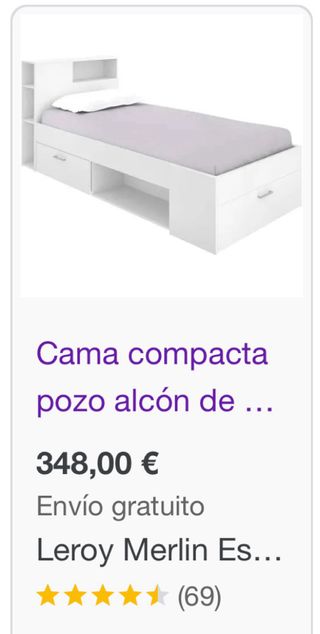 Cama blanca infantil con cajones