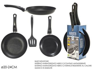 Padelle Augusta antiaderenti 20-24cm e mestolo