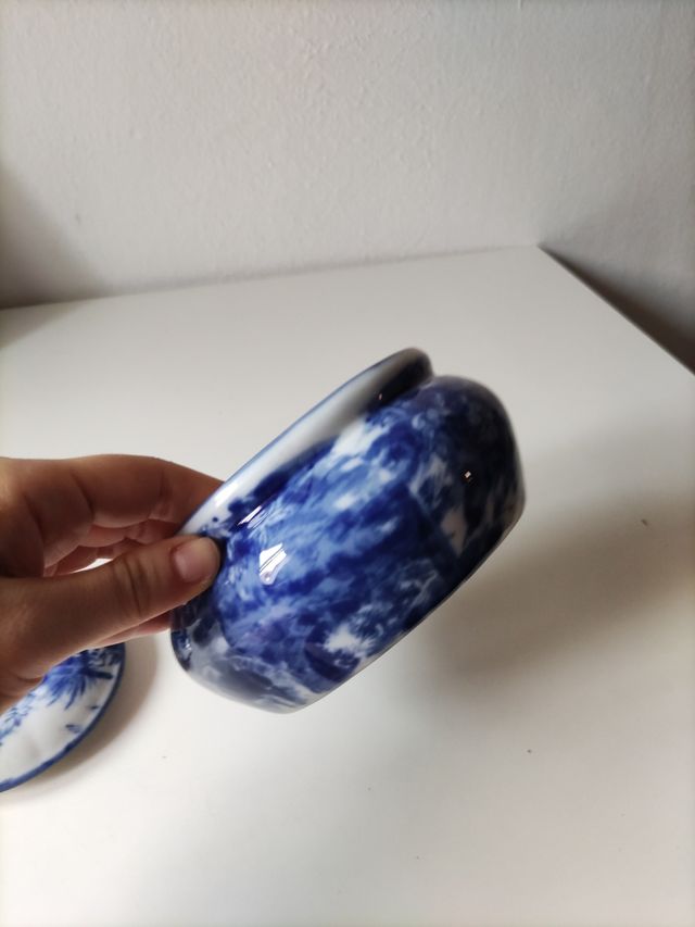 Cuenco cerámico azul y blanco
