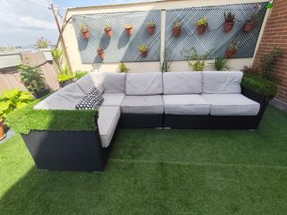 Sofá exterior modular, Beige y Negro
Terraza, jard