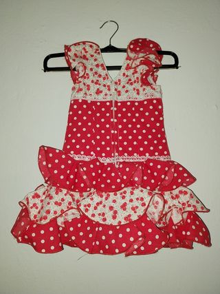 Vestido niña flamenco rojo-blanco