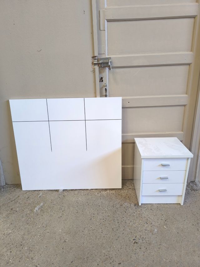 Cabecero + mesita noche blanco