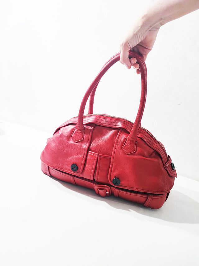 Vintage/ Bolso de hombro cuero genuino rojo