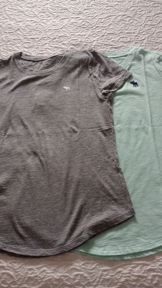2 Camisetas Abercrombie Kids - Gris & Verde Agua
