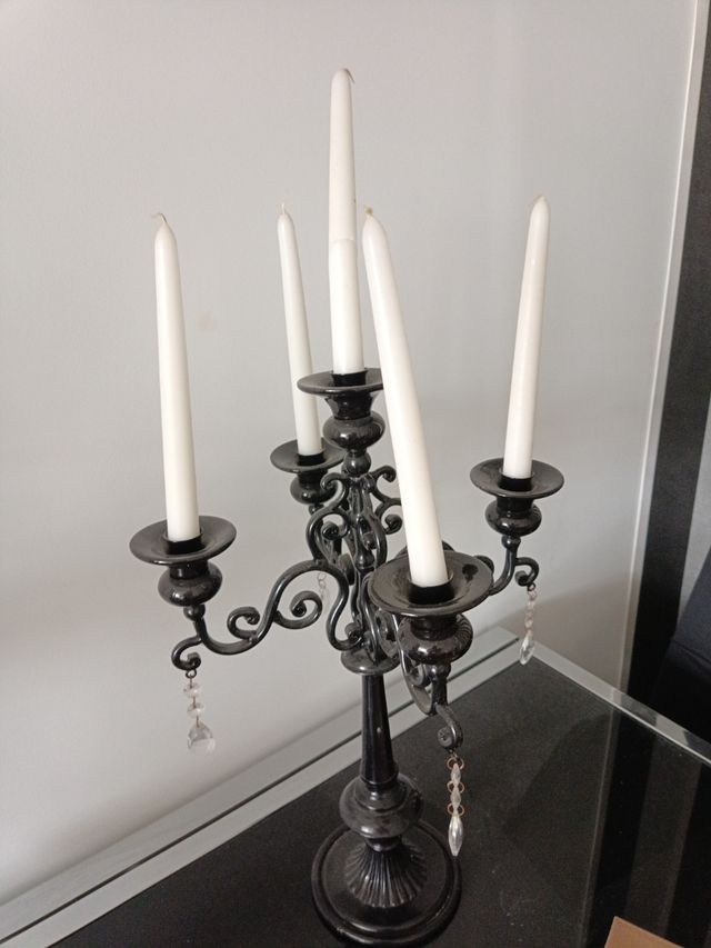 Candelabros negros 5 velas pack de dos
