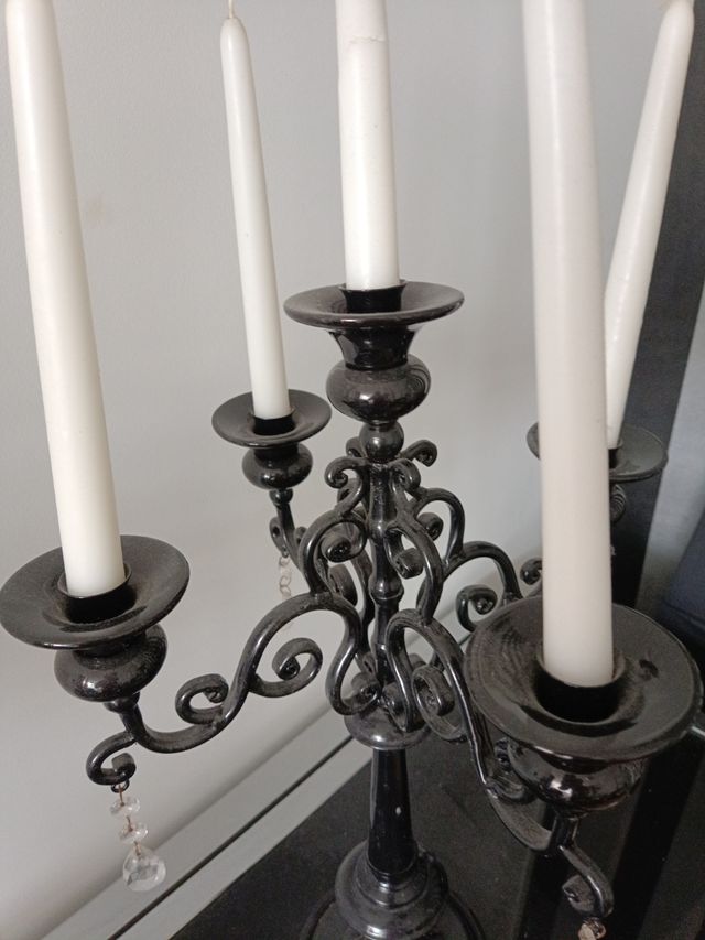 Candelabros negros 5 velas pack de dos