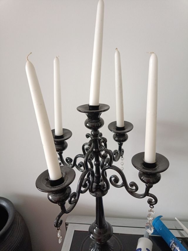 Candelabros negros 5 velas pack de dos