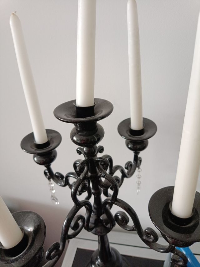 Candelabros negros 5 velas pack de dos