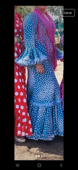 Traje Flamenca lunares turquesa