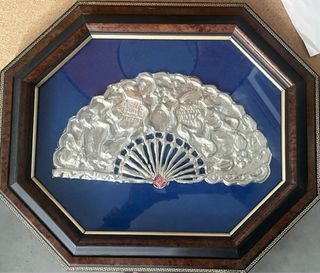 Cuadro abanico plata antiguo