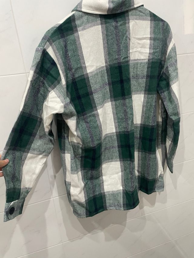 Sobrecamisa cuadros verde-crema