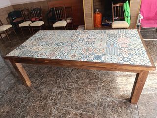 Mesa de jardim - Madeira & Azulejos