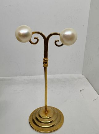 Pendientes perlas cultivadas y oro. Certificado. 
