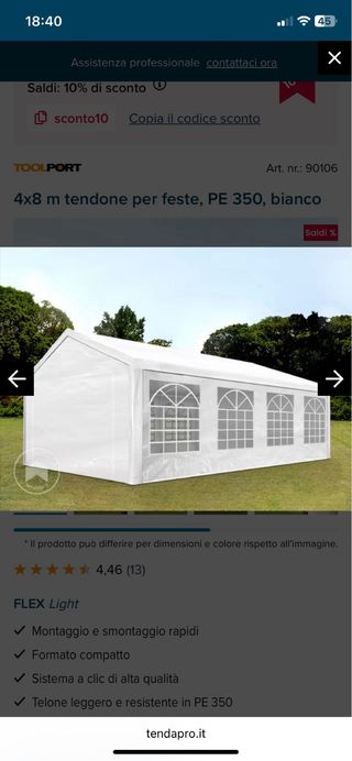 Gazebo tendone 4x8m metallo