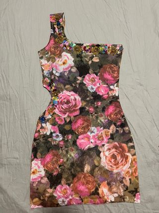 Vestido floral-pedreria (vestido colombiano)