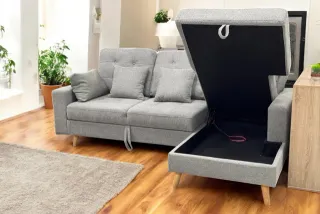 Sofá cama chaise longue gris NURIA
