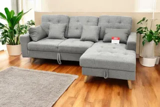 Sofá cama chaise longue gris NURIA