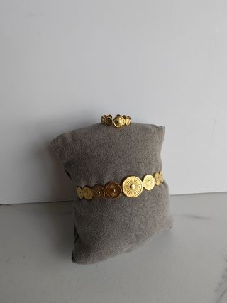 Conjunto de Pulsera y anillo dorados acero y nuevo