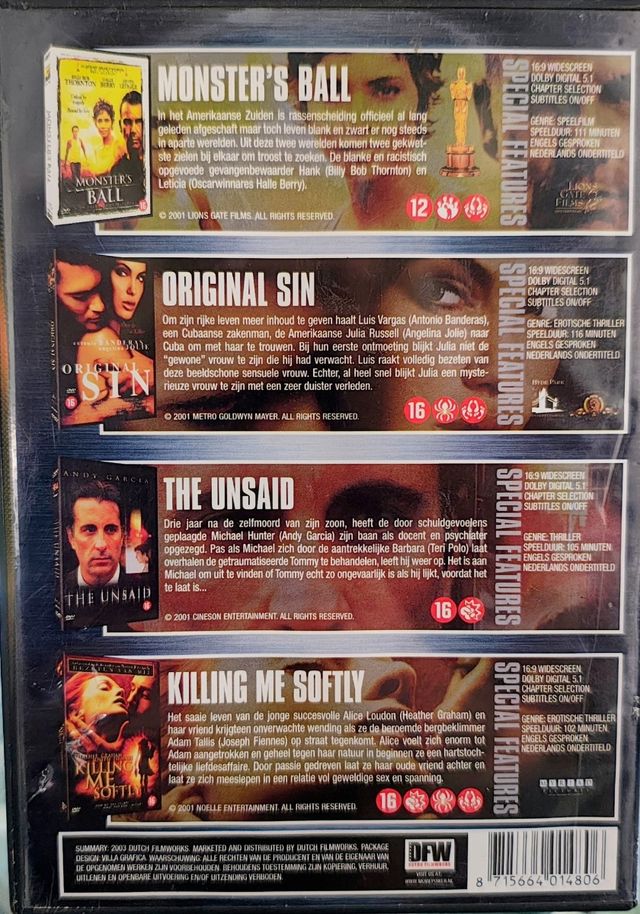 Pack DVD's: Monster's Ball, Original Sin...