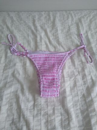 Tanga bikini rosa-blanco