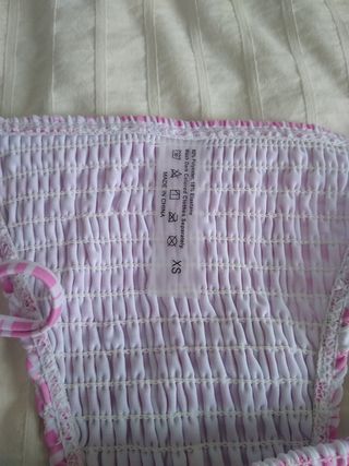 Tanga bikini rosa-blanco