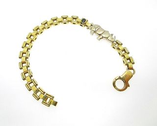 Pulsera Maciza Oro 18k & Zafiro