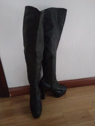 Botas altas mujer cuero negras - 39 haseto oferta 