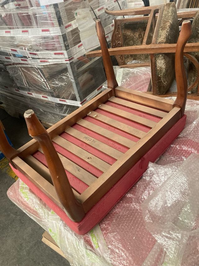 Banqueta antigua de madera y tela varias unidades