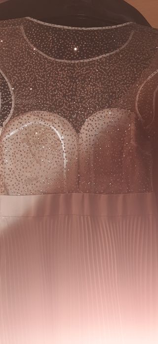 Vestido fiesta Silvia Navarro beige/dorado Ginger