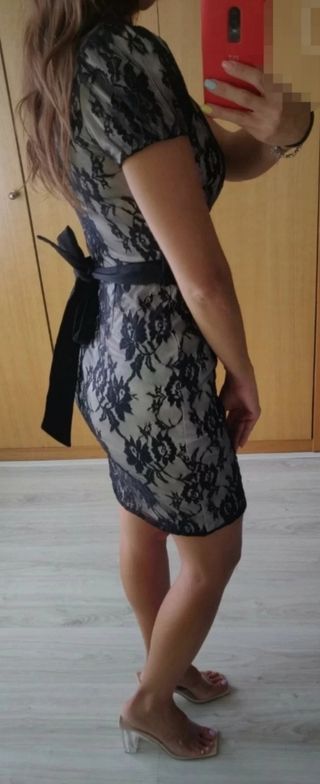 Vestido Mango encaje negro talla S