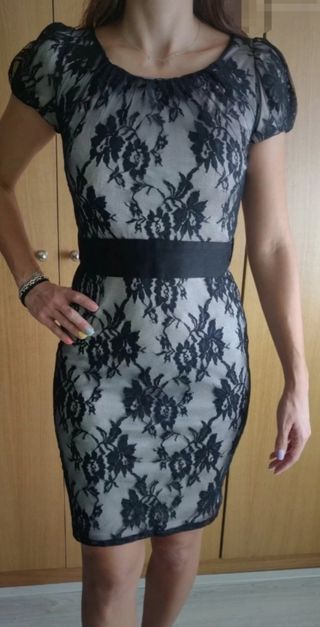 Vestido Mango encaje negro talla S